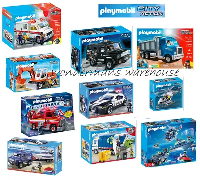 Playmobil City Action Set - Police/Ambulance/Speedboat/Truck/Jeep/Car - New  • £13.99