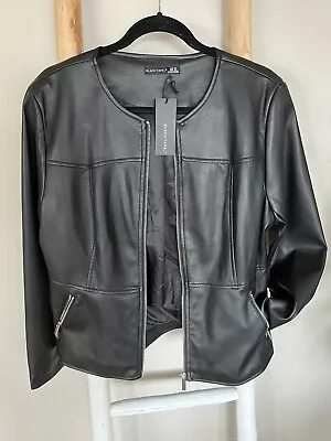 Women’s Vegan Black Moto Jacket Faux Leather Zip Front Pockets Size XL NWT • $24.99