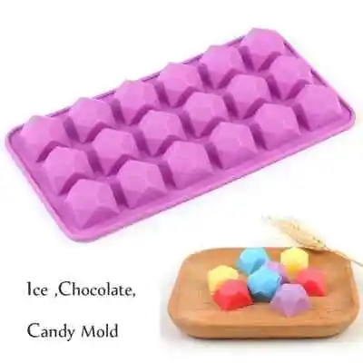 Diamond Chocolate Mould Cake Cookies Candy Ice Cube Jelly Tray Mold 3D Silicone • £2.89