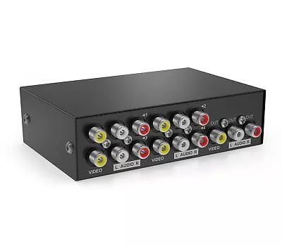 4 Way AV RCA Switch 4 In 1 Out Composite Video L/R Audio Switcher Selector B... • $21.05