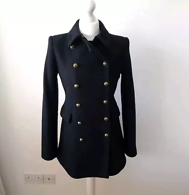 Zara Classic Military Bpack Wool Blend Coat Size S Small 8 10 • $62.16