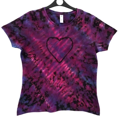 £15 • Buy Acid And Tie Dyed Womens Heart Pink T Shirt Festival Gothic Gift Hippy Beach XL
