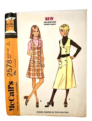 McCALL'S 2578 - VINTAGE SEWING PATTERN - MISSES JUMPER - SIZE 8 - WAIST 23 • $4