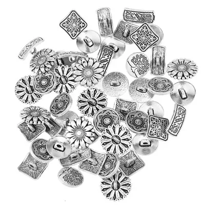 Vintage Metal Flower Buttons For DIY Scrapbooking Sewing-MI • £12.99