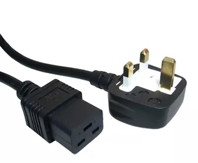 Power Cable UK Mains Fused Plug To IEC C19 Female Socket 2.5m  2.5 Metres • £8