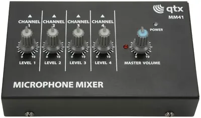 Small Mixing 4 Channel Mono Instrument Mic Microphone DJ PA Mixer - QTX • £24.99