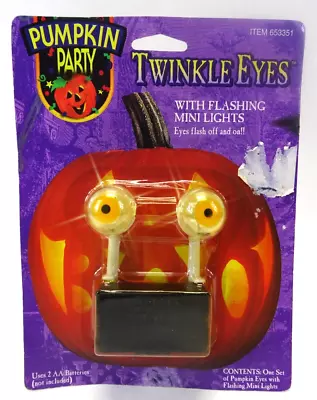 Vintage 1995 Pumpkin Party TWINKLE EYES Halloween Pumpkin Decor Flashing Lights • $15