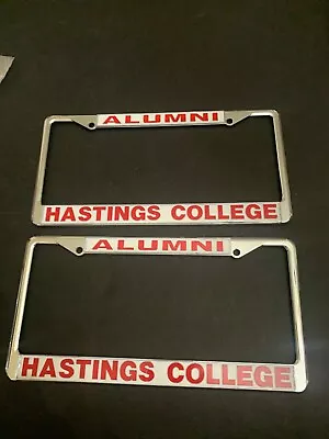 Vintage Hastings College Alumni Metal License Plate Frame A Pair • $35