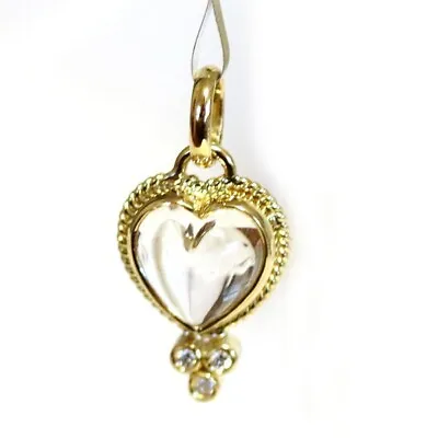 $945 • Buy Temple St Clair New Small 18K Gold With Rock Crystal & Diamond Heart Pendant