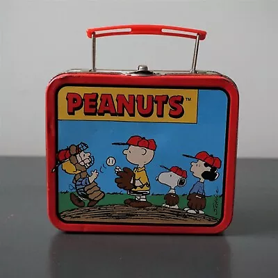 Peanuts Mini Lunch Box Metal Storage Snoopy Charlie Brown Schroeder Lucy • $10