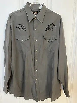 Vintage Plains Western Shirt Size XL Embroidered Horses Pearl Snaps *FAST SHIP*  • $23.99