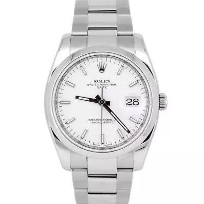 MINT 2023 RSC Rolex Oyster Perpetual Date PAPERS 34mm White 115200 Watch B+P • $5993.95