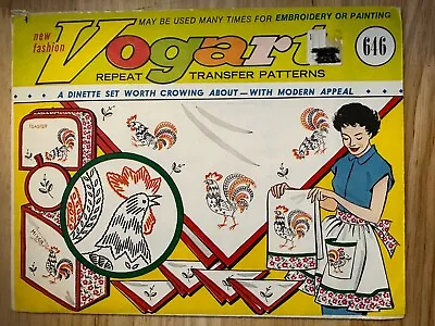 Vintage Vogart Transfer Patterns Rooster Embroidery Painting Uncut 1960's • $9.99