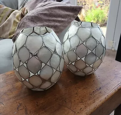 Pair Of Pearlised Capiz Shell Light Shades • £24.99