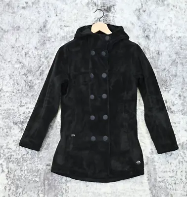 Mountain Hardwear Coat Womens Black Heavy Fleece Double Breast Hooded Jacket XS • $49.99