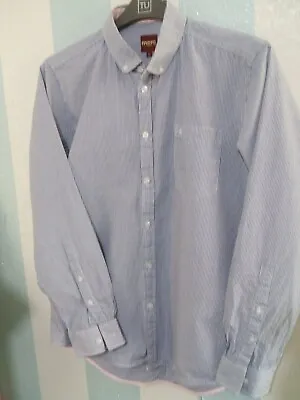 (R) Vintage Merc London Blue & White Striped Shirt L • £7.99