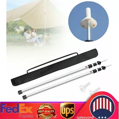 2 Tent Pole Telescopic Adjustable Tarp Poles For Camping Canopy Awning Shelter • $25.65