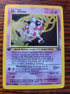 1st Edition Mr. Mime 6/64 Jungle Pokemon Card Holo Foil Rare MP • $32.99