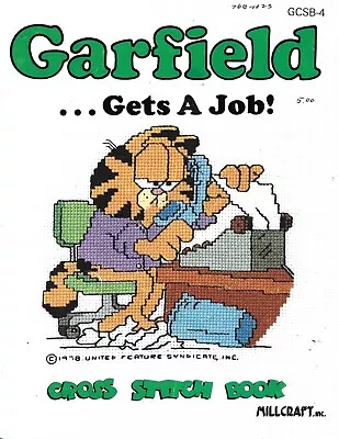 Vintage Garfield Gets A Job! Cross Stitch Book Millcraft 1984 • $9.89