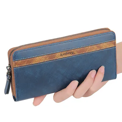 Business Mens Long Wallet Leather Zip Around Check Book Card Holder Handbag Gift • $7.99