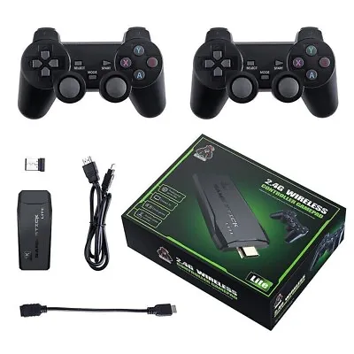 Wireless 2 Gamepad HDMI 4K TV Game Stick Console Built In 64GB 20000 Retro Games • £20.49