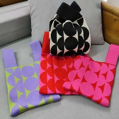 Casual Reusable Knot Girls Knit Handbag Wrist Bag Shopping Bags Tote Bag • $13.63