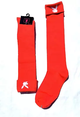 Vintage Playboy Orange Knee High Socks Women's New With Tags • $40