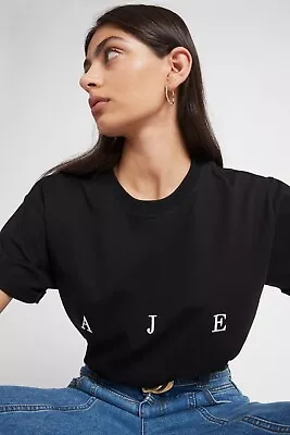 Aje Bianca T-shirt Women's Oversized Fit Embroidered Logo Tee Short-Sleeve Tops • $62.99