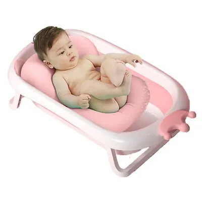 2 In 1 New-born Baby Foldable Bath Tub With Comfortable Pink Cushion Bath Pad • £37.99