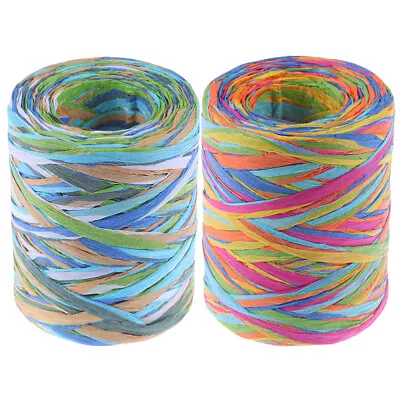  2 Rolls Color Raffia Ribbons Easter Present Christmas Gifts • £12.35