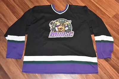 NWOT Minnesota Moose Hockey Jersey Bauer Men Large Black Stitched  Practice • $79.95