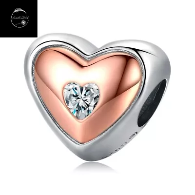 £17.99 • Buy Genuine Sterling Silver 925 Rose Gold Heart Love You Forever Always Bead Charm