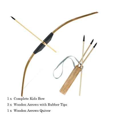 Kids Archery Wood Bow & Arrows & Arrow Quiver Kids Children Hunting Target Toys • $23.90