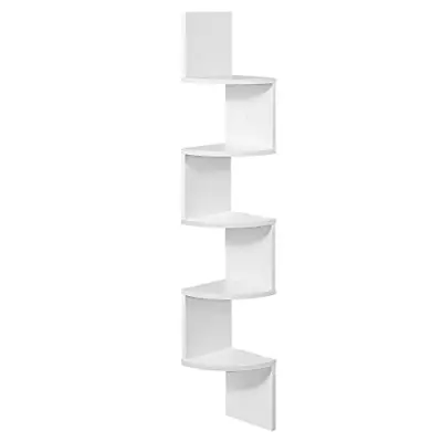 VASAGLE Corner Shelf 5-tier Floating Wall Shelf With Zigzag Design Bookshelf • £33.96