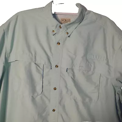 L.L. Bean Fishing Shirt Vented Short Sleeve Mens Button Hiking Blue Size XL • $13.48