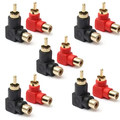 10 Pcs RCA Right Angle Connector Plug Adapters Male To Female 90 Degree Elbow • $8.90