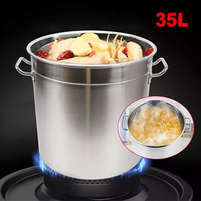 £47 • Buy 35L Large Deep Cooking Stock Pot Stainless Steel 201 With Lid - CATERING NEW