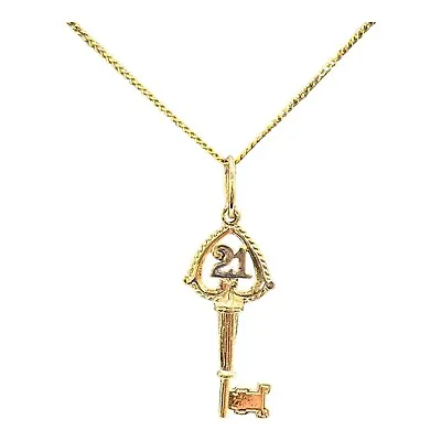 9ct 9K Yellow Gold Number 21 21st Birthday Key Pendant 1.63 Grams. Brand New • £151.99