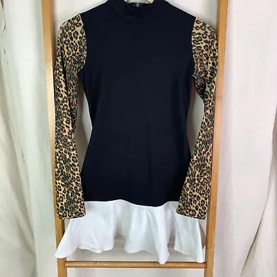 Backstage Dress Womens Extra Small Animal Print Long Sleeve A-Line Layered • $2.95