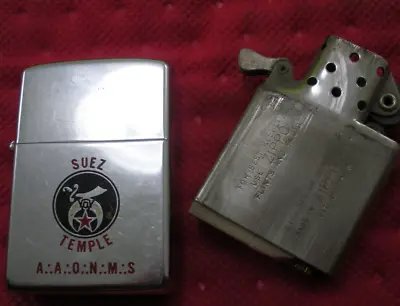 Vintage 1963 Zippo Lighter Advertising Suez Temple Shriners  Masonic Used • $119.99