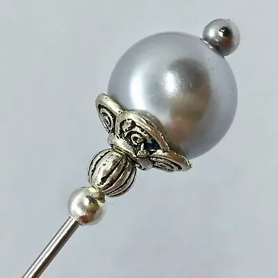 £3.99 • Buy Silver Pearl  Silver Hat Pin 3  Wedding Veil With Pin Protector Hijab Pin