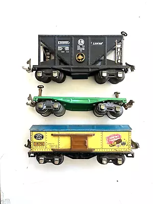 Lionel 651 633 1679  Freight Car Lot  Baby Ruth Box Flat Car Black Hopper • $20