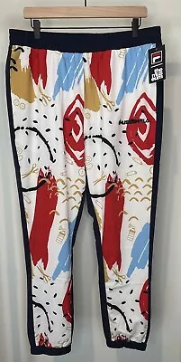 Fila The Museum Printed Windbreaker Tracksuit Pants  Navy White Men’s Sz L NWT • $125