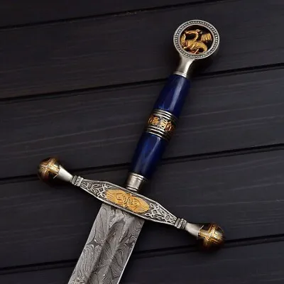 Hand Forged Damascus Steel Viking Sword Battle Ready Medieval Sword Gift • $149.99