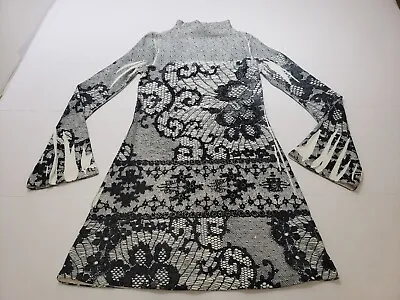 S-Twelve Womens Dress Long Sleeve Mock Neck Shirt Dress Rhinestone Accents Sz S • $14.99
