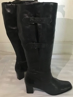 £27.99 • Buy Clarks Womens Black Smooth Leather Long Knee High Boots    Uk Size     My22