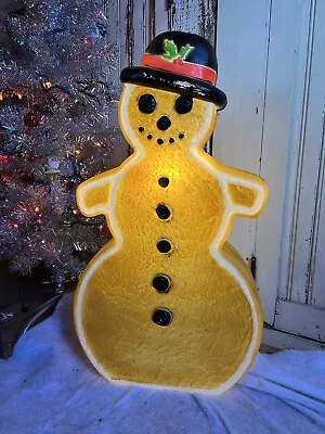 Vintage Christmas Blow Mold Gingerbread Snowman Lighted Union New Old Stock • $89