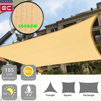 Sun Shade Sail Canopy Rectangle Sand Uv Block Sunshade For Backyard Deck Outdoor • $54.99