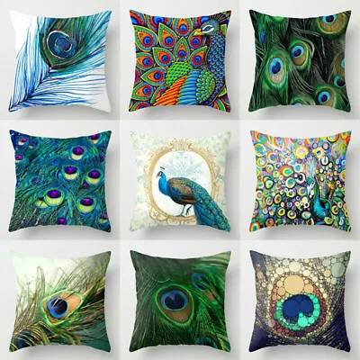 £3.59 • Buy Colorful Peacock Feather Pillow Case Cushion Cover Pillowcase Sofa Car Dec Home