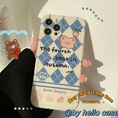 $10.99 • Buy Cute Cartoon Blue Diamond Bear Case Cover For IPhone 11 12 Pro Max Plus X XS 7
